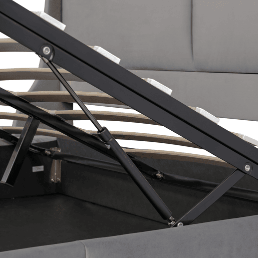 Cama para arrumação estofada 180x200cm em veludo - cama para arrumação com estrado de ripas - Cinzento