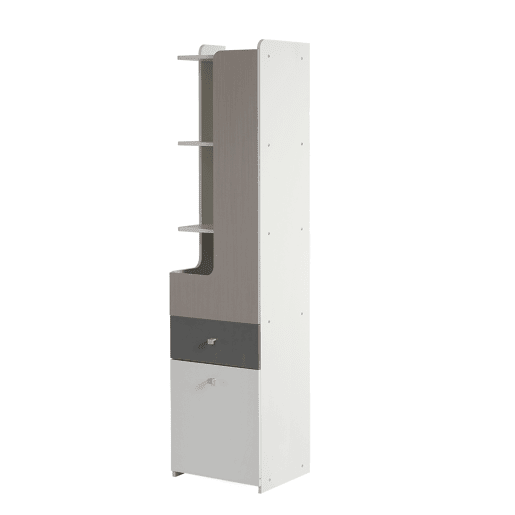 Estante com gavetas e expositor - em MDF - Branco e cinzento claro Estante com gavetas e expositor - em MDF - Branco e cinzento claro