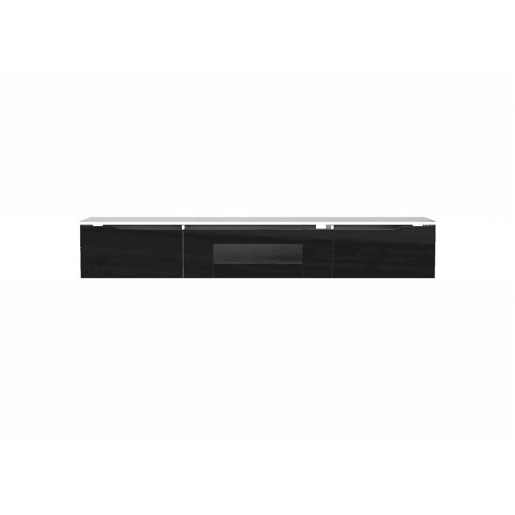 Móvel de TV preto e branco de alto brilho com iluminação LED que muda de cor Portas de abertura por pressão 180*30