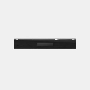 Móvel de TV preto e branco de alto brilho com iluminação LED que muda de cor Portas de abertura por pressão 180*30