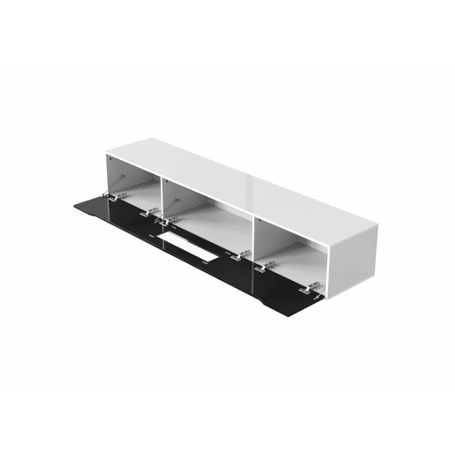 Móvel de TV preto e branco de alto brilho com iluminação LED que muda de cor Portas de abertura por pressão 180*30
