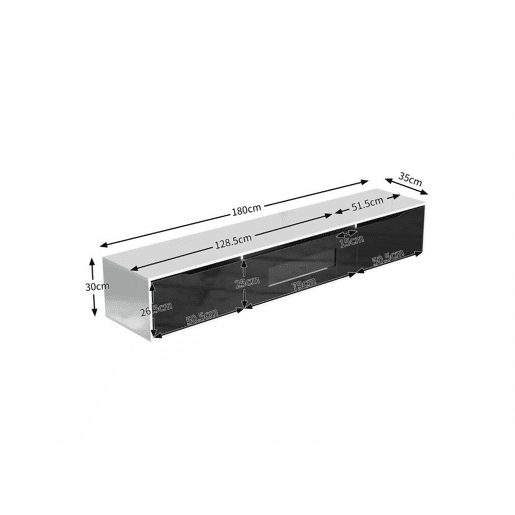 Móvel de TV preto e branco de alto brilho com iluminação LED que muda de cor Portas de abertura por pressão 180*30