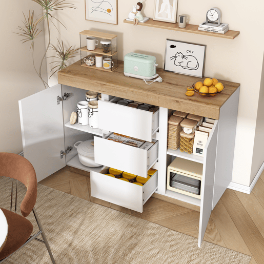 Cómoda moderna com 3 gavetas e 2 portas - aglomerado de partículas - Branco Cómoda moderna com 3 gavetas e 2 portas - aglomerado de partículas - Branco