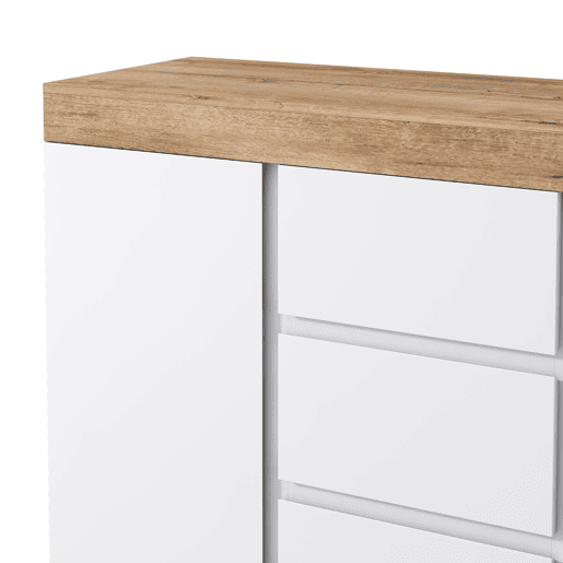 Cómoda moderna com 3 gavetas e 2 portas - aglomerado de partículas - Branco Cómoda moderna com 3 gavetas e 2 portas - aglomerado de partículas - Branco
