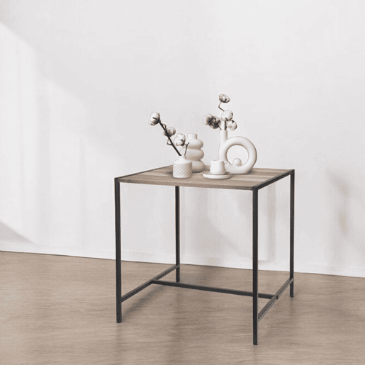Well Home Mesa lateral de ferro e MDF 49x49,5x49,5cm