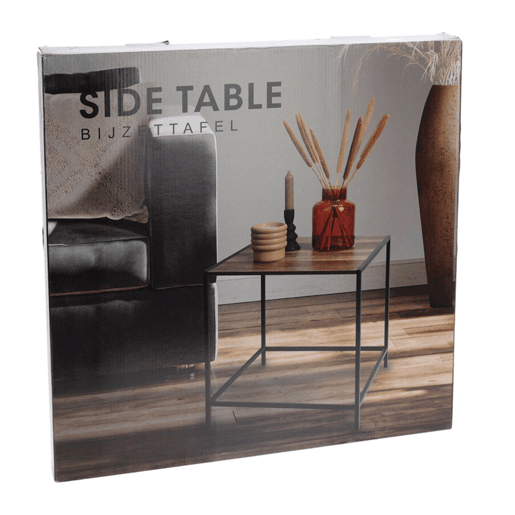 Well Home Mesa lateral de ferro e MDF 49x49,5x49,5cm