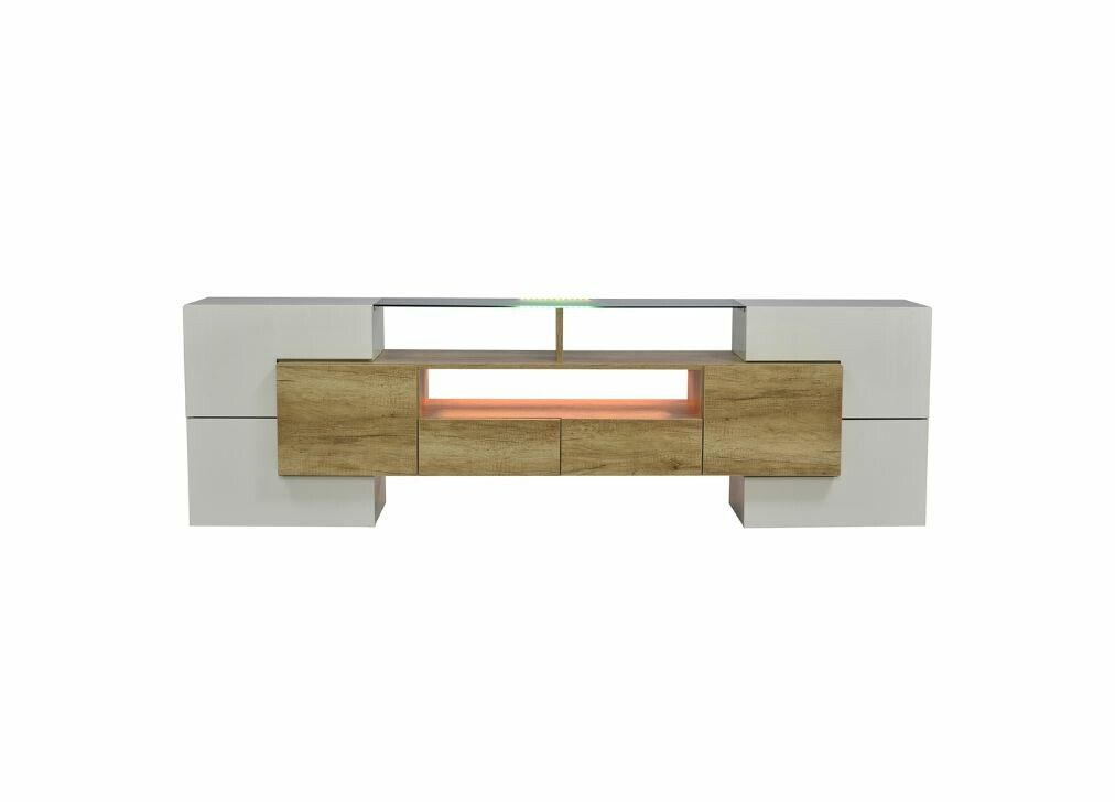 Elegante mueble de TV brillante con iluminación LED