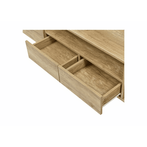 Suporte de TV elegante, iluminação LED branca brilhante, mobiliário de sala de estar, superfície de vidro de design moderno