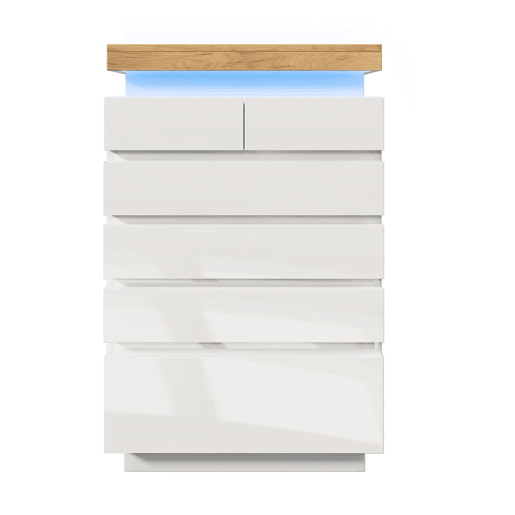 Cómoda com LED - 6 gavetas - Branco