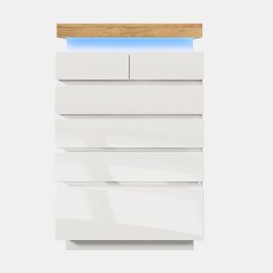 Cómoda com LED - 6 gavetas - Branco