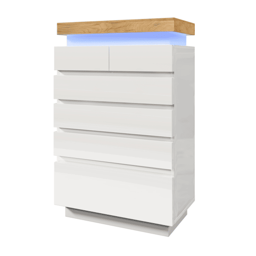 Cómoda com LED - 6 gavetas - Branco
