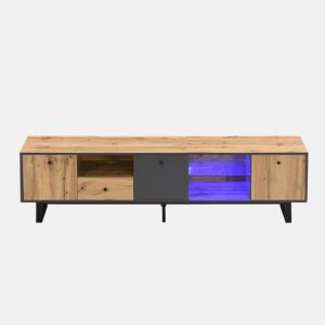 Armário TV com LED 190 cm - 6 ecrãs e 1 gaveta - Natural