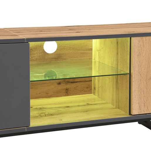 Armário TV com LED 190 cm - 6 ecrãs e 1 gaveta - Natural