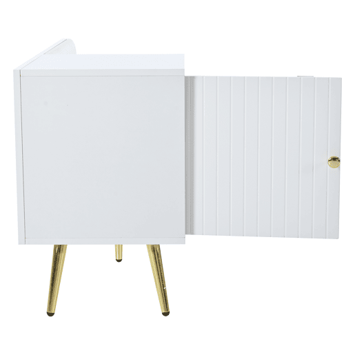 Sapateira - com banco e 2 compartimentos - com pegas e pés metálicos - estilo moderno - Branco Sapateira - com banco e 2 compartimentos - com pegas e pés metálicos - estilo moderno - Branco