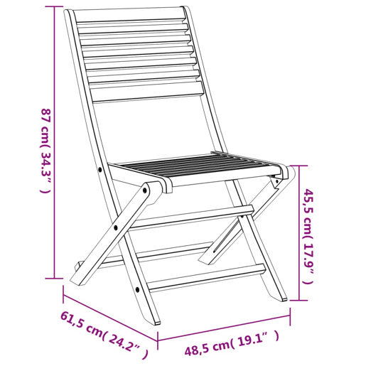 vidaXL Cadeiras de jardim dobráveis 6 pcs 48,5x61,5x87cm acácia maciça