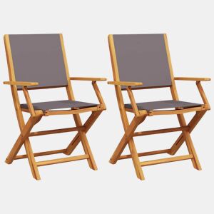 vidaXL Cadeiras de jardim 2 pcs acácia maciça e tecido antracite