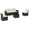 vidaXL 6 pcs conjunto sofás de jardim c almofadões vime PE preto