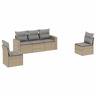 vidaXL 5 pcs conjunto de sofás p jardim com almofadões vime PE bege