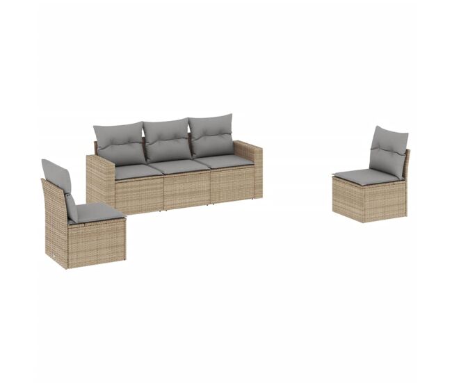 Vidaxl juego de sofás jardín con cojines 5 pzas ratán sintético beige
