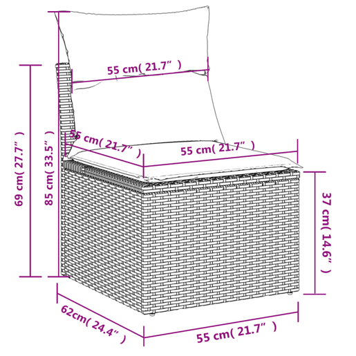 vidaXL 3 pcs conjunto sofás de jardim c almofadões vime PE cinzento vidaXL 3 pcs conjunto sofás de jardim c almofadões vime PE cinzento