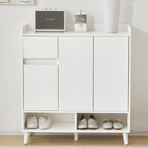 Sapateira - 7 compartimentos e 1 gaveta - com prateleiras reguláveis - Branco Sapateira - 7 compartimentos e 1 gaveta - com prateleiras reguláveis - Branco