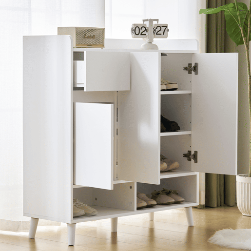 Sapateira - 7 compartimentos e 1 gaveta - com prateleiras reguláveis - Branco Sapateira - 7 compartimentos e 1 gaveta - com prateleiras reguláveis - Branco