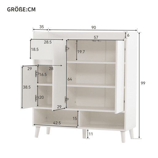 Sapateira - 7 compartimentos e 1 gaveta - com prateleiras reguláveis - Branco Sapateira - 7 compartimentos e 1 gaveta - com prateleiras reguláveis - Branco
