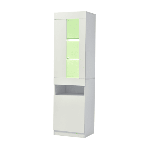 Armário expositor com porta e LED - Altura 180cm - Branco