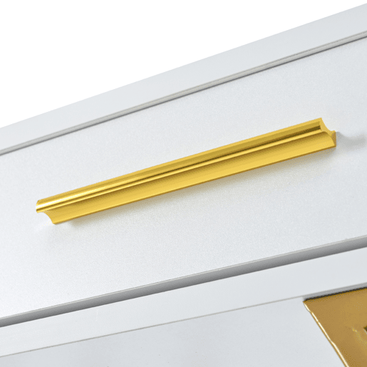 Consola com 2 gavetas - estilo moderno - Branco e dourado
