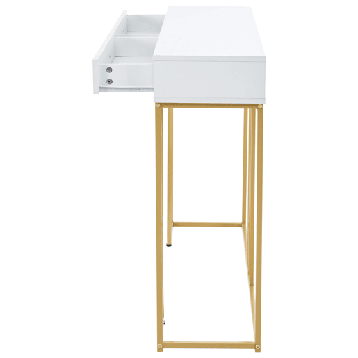 Consola com 2 gavetas - estilo moderno - Branco e dourado