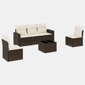 vidaXL 6 pcs conjunto de sofás jardim c almofadões vime PE castanho