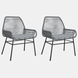 vidaXL Cadeiras de jardim 2 pcs c almofadões vime PE cinzento