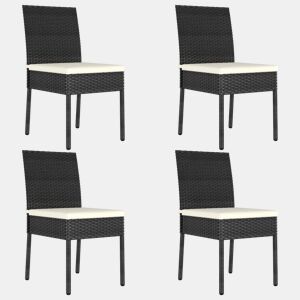 vidaXL Cadeiras de jantar para jardim 4 pcs vime PE preto