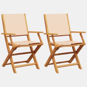 vidaXL Cadeiras de jardim 2 pcs acácia maciçatecido bege