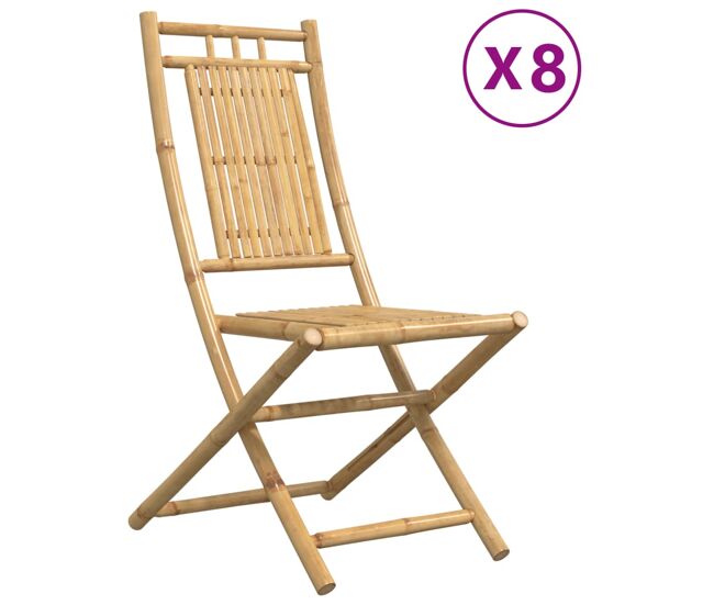 Vidaxl sillas de jardín plegables 8 unidades bambú 46x66x99 cm
