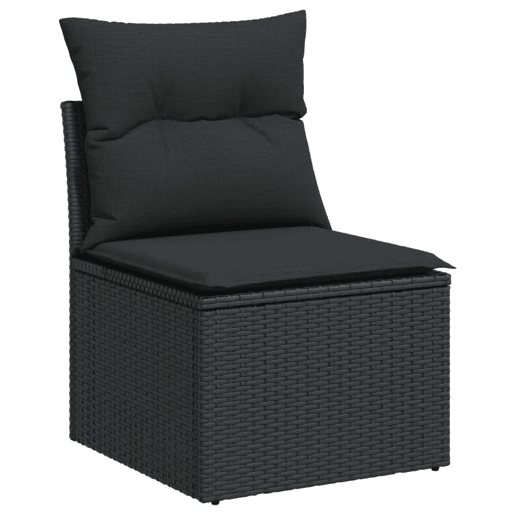 vidaXL 3 pcs conjunto sofás de jardim com almofadões vime PE preto vidaXL 3 pcs conjunto sofás de jardim com almofadões vime PE preto