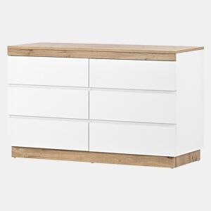 Cómoda moderna com 6 gavetas - aglomerado de partículas - Branco