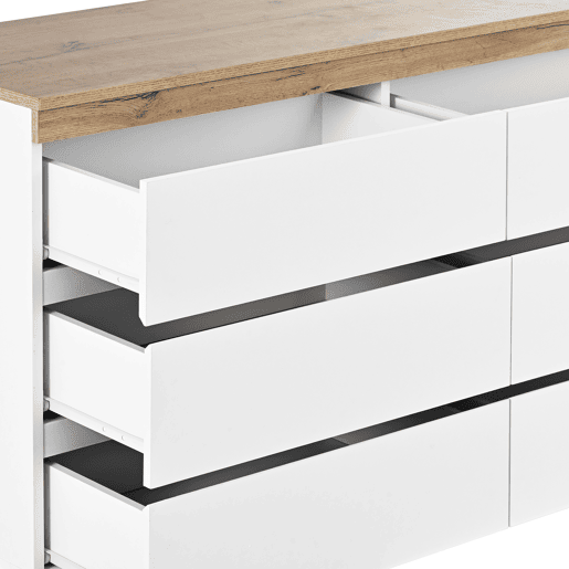 Cómoda moderna com 6 gavetas - aglomerado de partículas - Branco