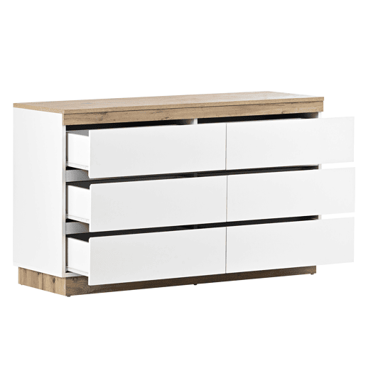 Cómoda moderna com 6 gavetas - aglomerado de partículas - Branco