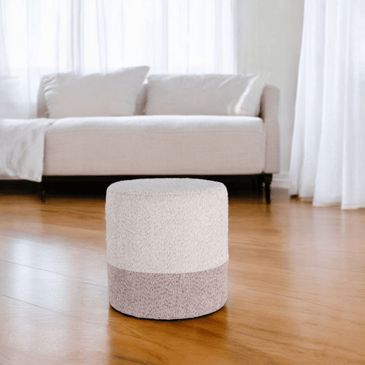Banco Well Home 'Boucle' Ø35cm bege com rosa claro