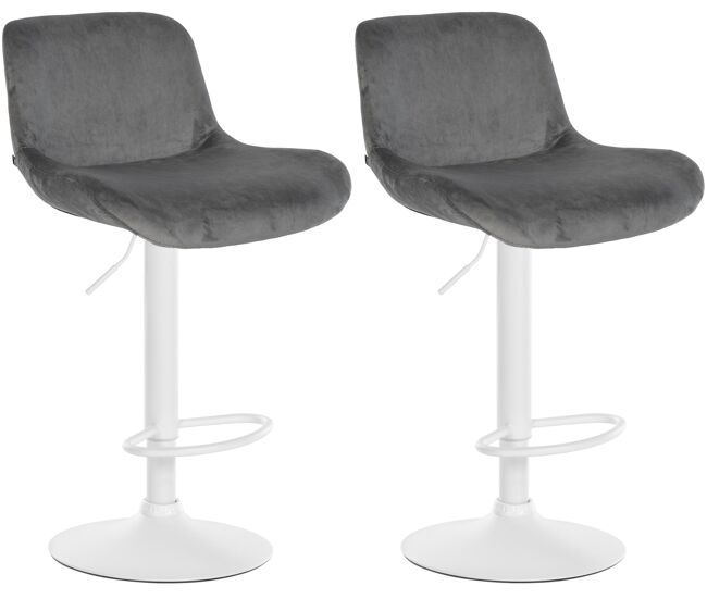 Lote de 2 taburetes de bar solon blanco terciopelo gris oscuro 50x50x85 cm