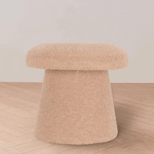 Well Home Banqueta cogumelo 'Teddy' bege Ø43x38cm