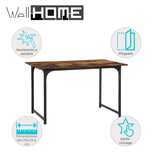 Well Home Mesa dobrável e extensível ''Ibro'' com design vintage Well Home Mesa dobrável e extensível ''Ibro'' com design vintage