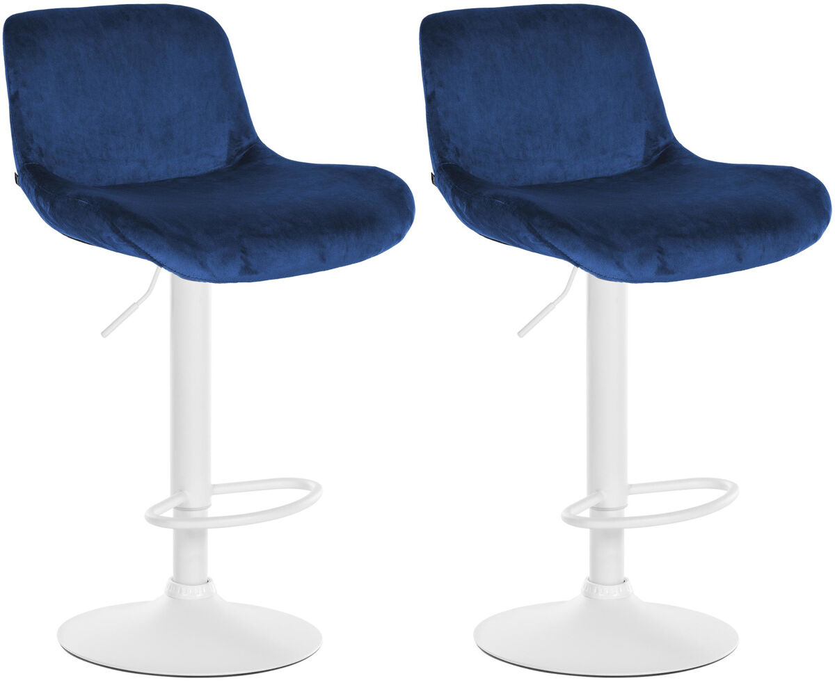 Lote de 2 taburetes de bar solon blanco terciopelo azul 50x50x85 cm