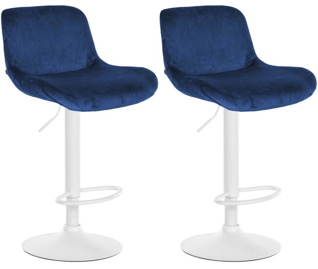 Lote de 2 taburetes de bar solon blanco terciopelo azul 50x50x85 cm