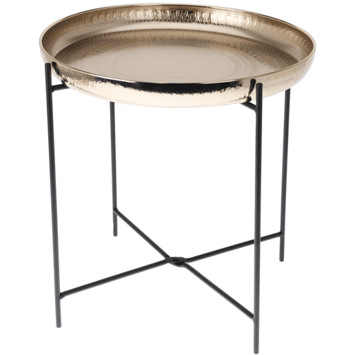Mesa lateral Well Home em formato redondo cor dourada Ø35x36cm