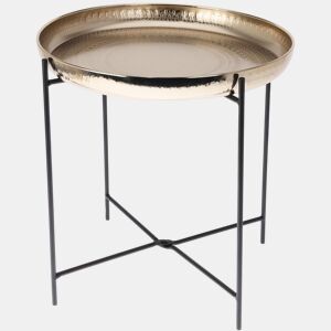 Mesa lateral Well Home em formato redondo cor dourada Ø35x36cm