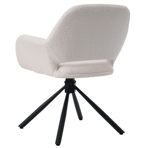 Conjunto de 2 cadeiras giratórias com braços - em tecido de sherpa - estilo moderno - Branco