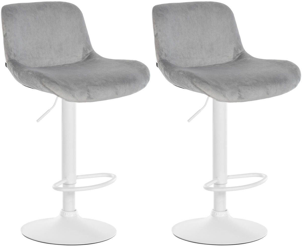 Lote de 2 taburetes de bar solon blanco terciopelo gris 50x50x85 cm