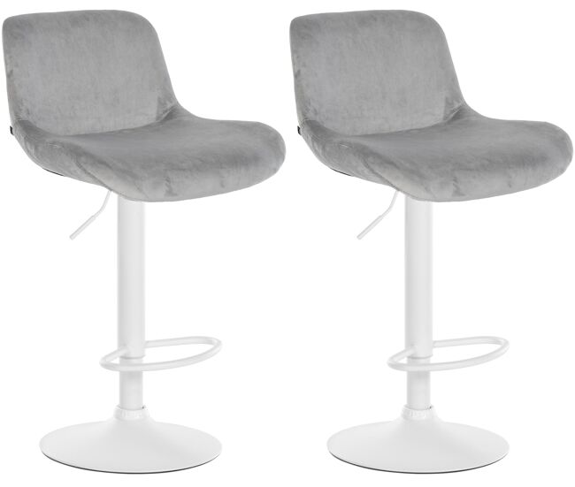 Lote de 2 taburetes de bar solon blanco terciopelo gris 50x50x85 cm